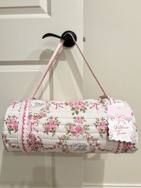 Envogue Coquette pink bows and swan print reversible outdoor blanket